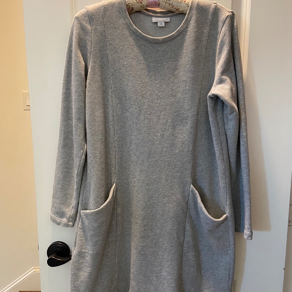 J Jill Light Grey Heather Sweatshirt Dress; Soft, Cozy; Long Sleeve; XSP; EUC - Picture 3 of 11